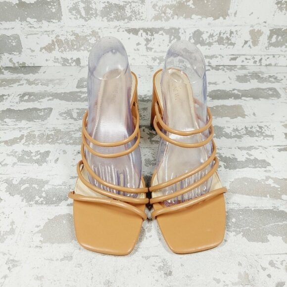 NEW Nine West Getcha 3 Heeled Brown Faux Leather Block Heel Summer Sandals D462 - Picture 3 of 14